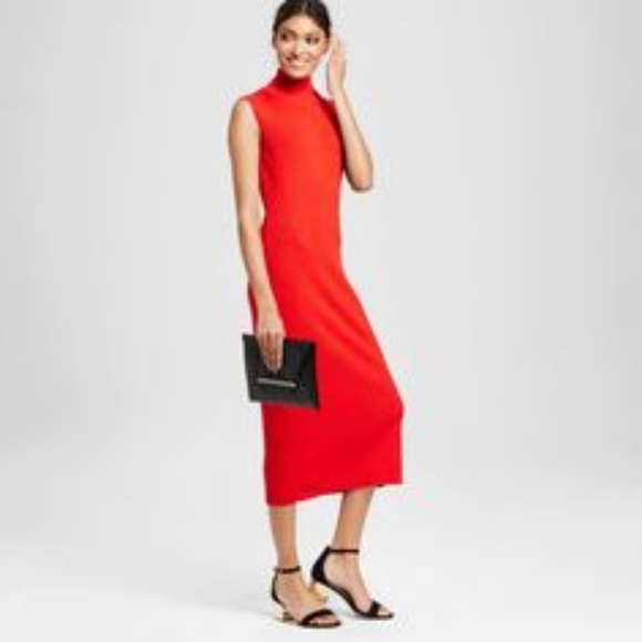 MOSSIMO Dresses & Skirts - MOSSIMO  Midi Knit Dress Ribbed Turtleneck Red XXL